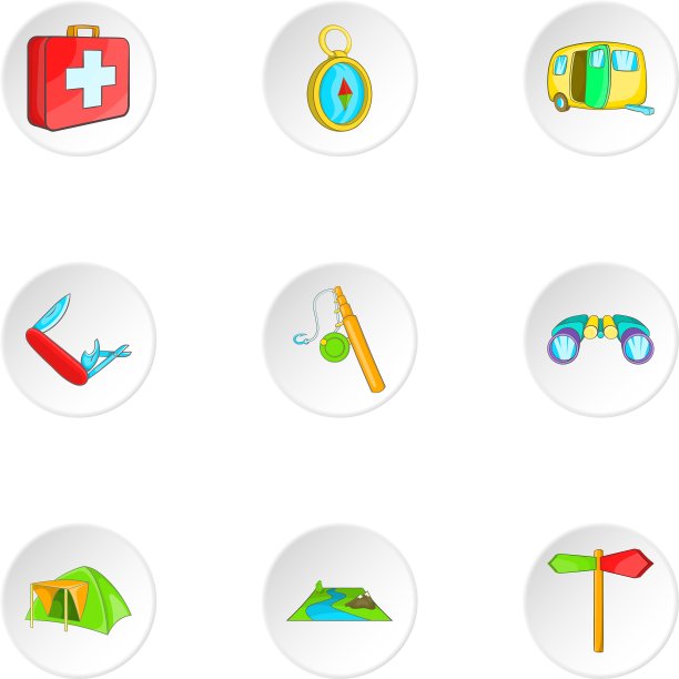 营地图标设置卡通风格图片下载