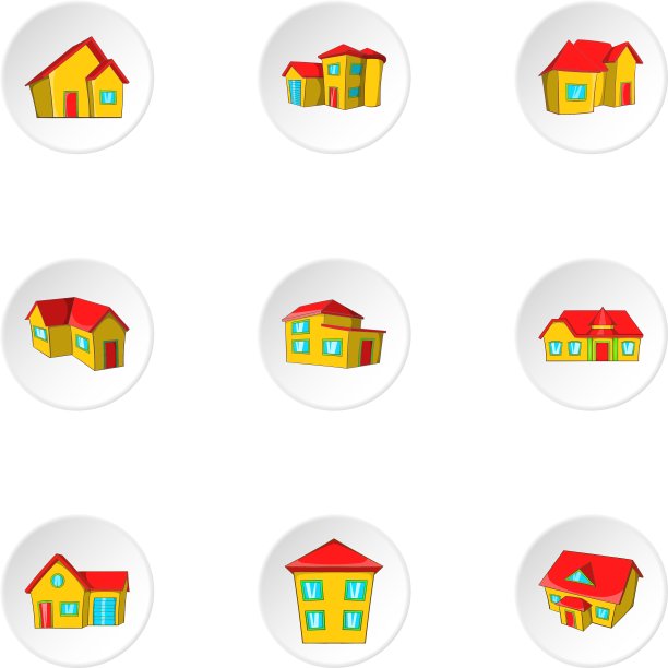 房屋图标设置卡通风格图片下载