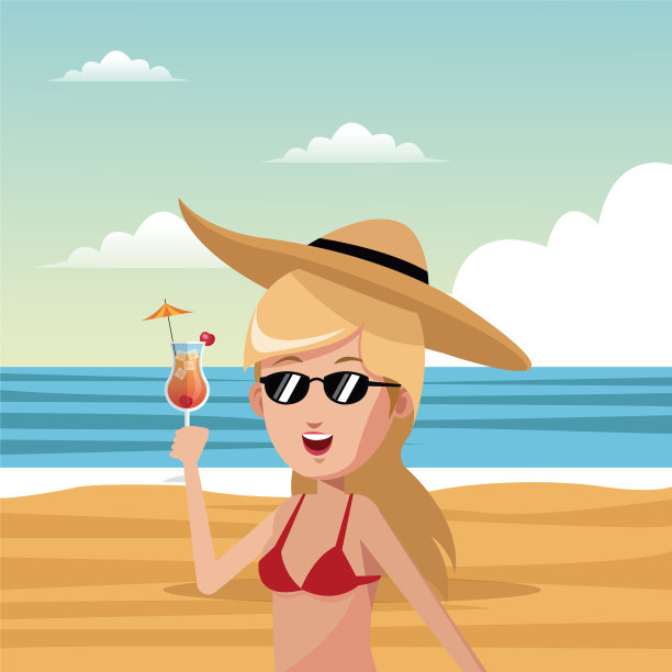 女人在海滩图片下载