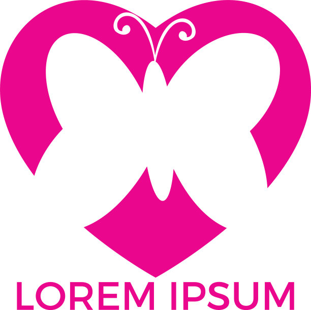 蝴蝶心形标志设计图片下载