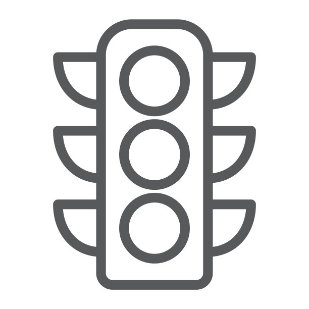 交通信号灯线性图标：交通规则图片下载