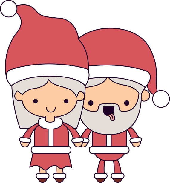 圣诞老人夫妇卡通全身女人图片下载