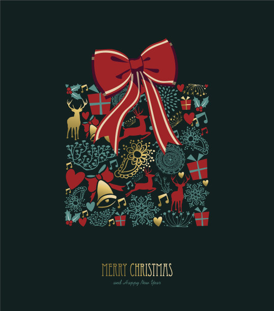 圣诞和新年礼盒装饰卡图片下载