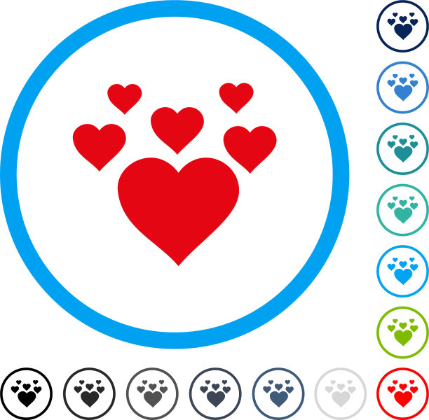 可爱的心形圆形图标图片下载