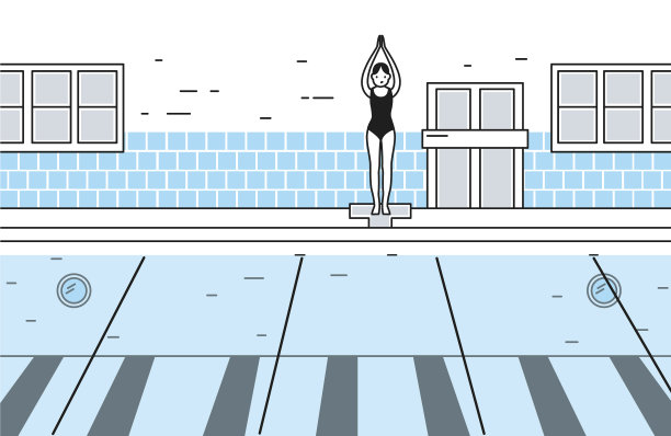 年轻女子穿着泳装站在边缘图片下载