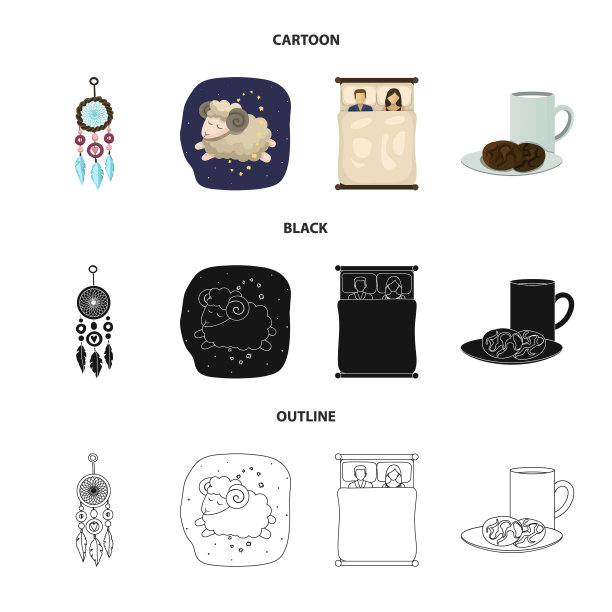 孤立对象的梦和夜标志集图片下载