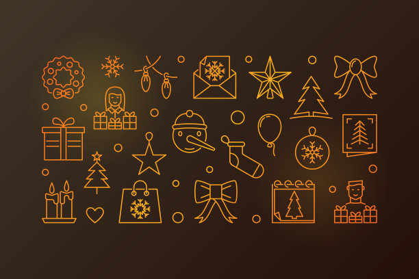 金色线条新年快乐图片下载