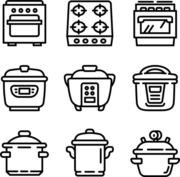 炊具图标集轮廓样式图片下载