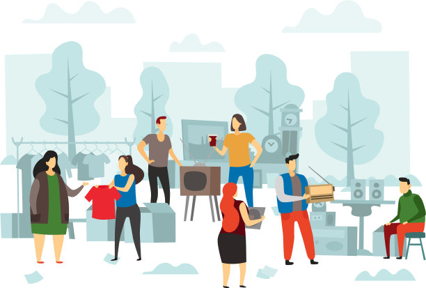 跳蚤市场购物跳蚤集市人们卖图片下载