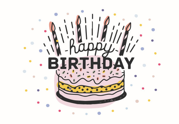 祝你生日快乐，手写体优雅图片下载