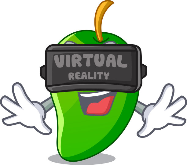 虚拟现实中的绿色芒果卡通形状图片下载