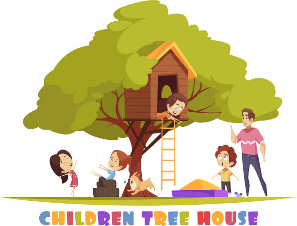 儿童树房子卡通图片下载