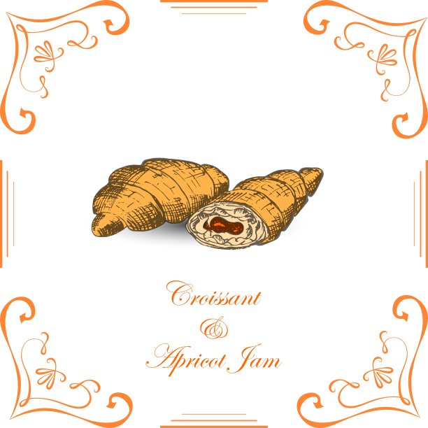 杏酱牛角面包图片下载