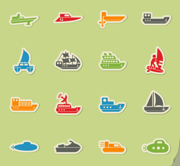水上运输图标集图片下载