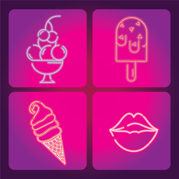 一套食物霓虹灯图标图片下载