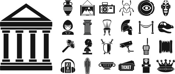 艺术博物馆图标设置简单的风格图片下载