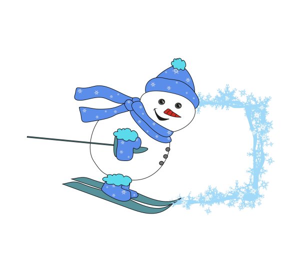圣诞卡通人物滑雪雪人图片下载