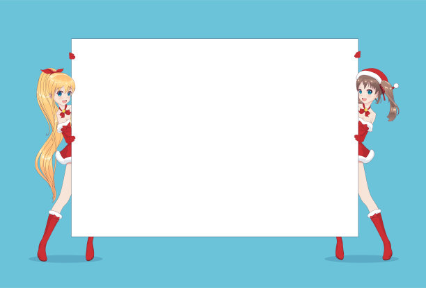 两个动漫女人从海报后面往外看图片下载