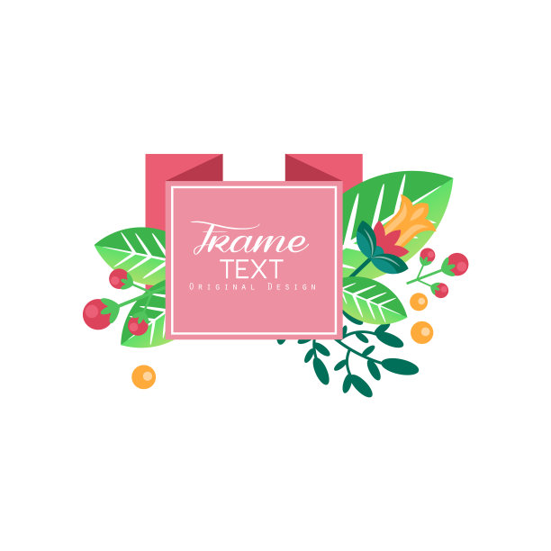 边框文字原创设计优雅的花卉标签图片下载