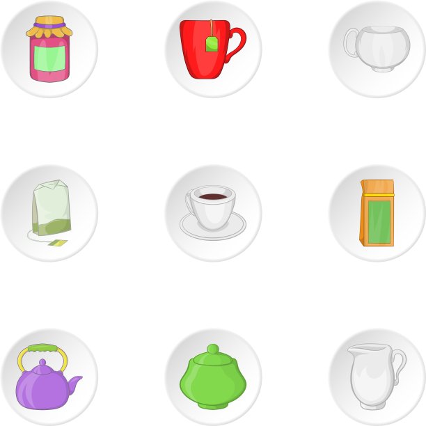 咖啡图标设置卡通风格图片下载