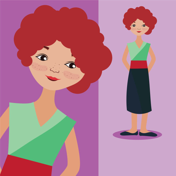 年轻女子卡通图片下载