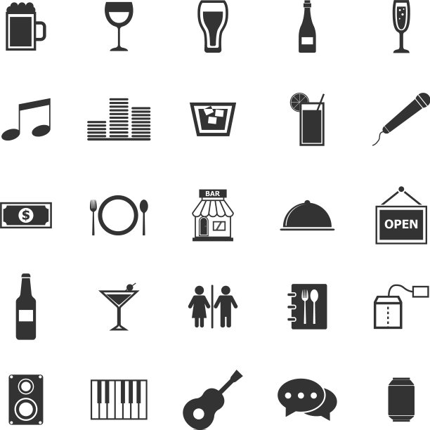 酒吧图标在白色背景图片下载