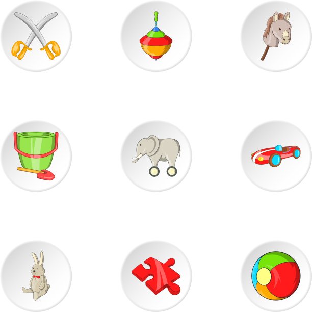 儿童玩图标设置卡通风格图片下载