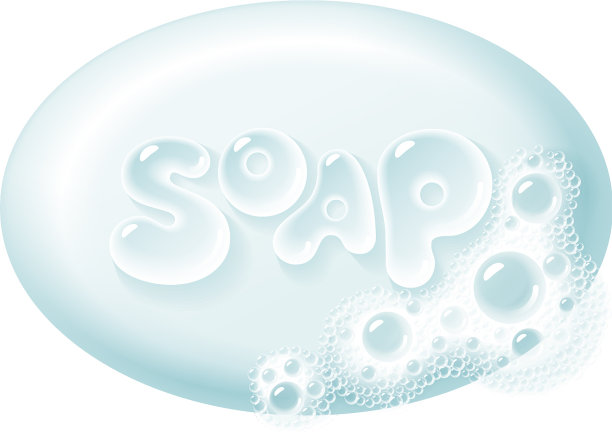 椭圆形肥皂条与泡沫隔离在白色图片下载