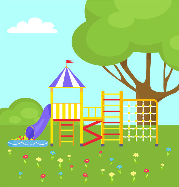 有不同梯子的孩子们的游乐场图片下载