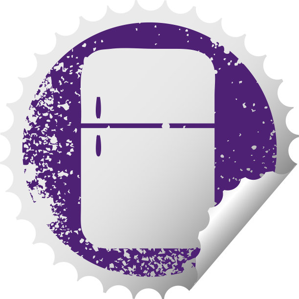 破旧的圆形脱皮贴纸标志冰箱图片下载