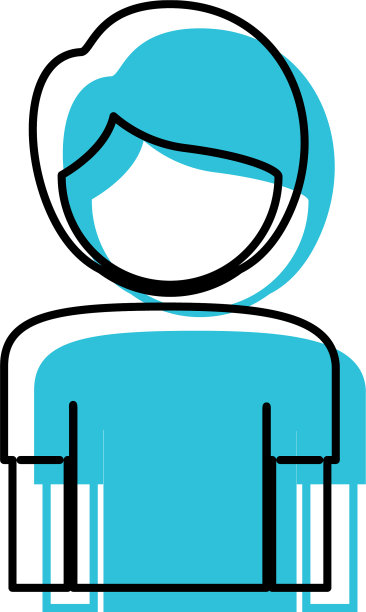 蓝色水彩剪影的男孩半身和图片下载