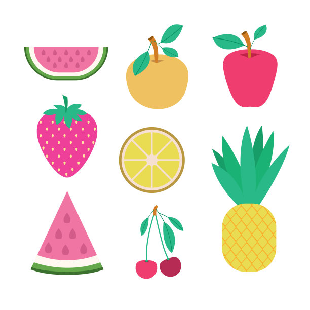 水果集合在白色的背景图片下载