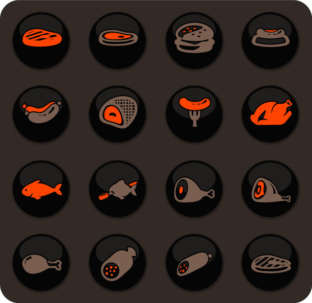 肉类和蛋白质图标设置图片下载