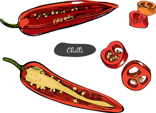 红辣椒复古墨水图片下载