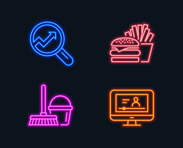 桶拖把汉堡和分析图标图片下载