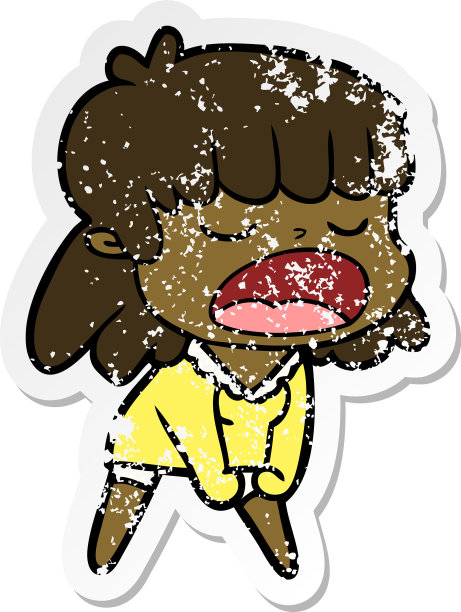 一个卡通女人说话的苦恼贴纸图片下载