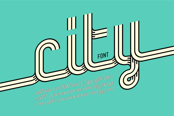 连续行字体复古风格的字母表图片下载