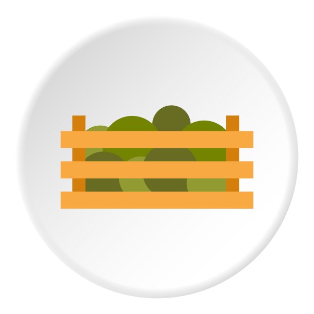 木板条箱与蔬菜图标扁平化风格图片下载