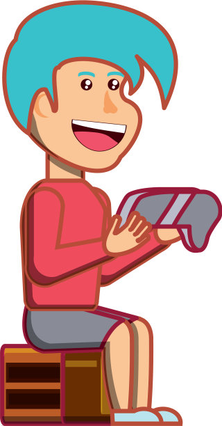 男孩和游戏控制角色坐在一起图片下载