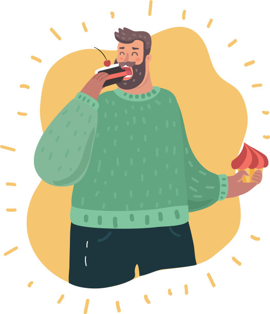 超大号的家伙手里拿着蛋糕吃图片下载