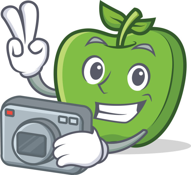 摄影绿苹果人物卡通图片下载