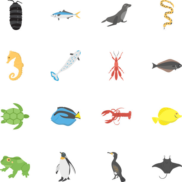 深海生物平面图标图片下载