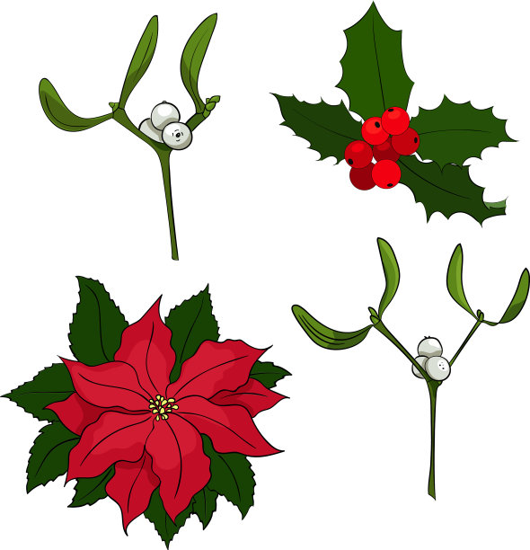 四个圣诞元素为您的设计图片下载