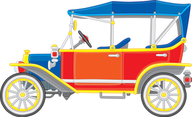 旧玩具古董车颜色鲜艳图片下载