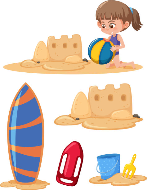 一组女孩在沙滩上玩耍图片下载