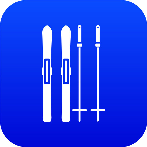 滑雪板和滑雪杆图标数字蓝色图片下载