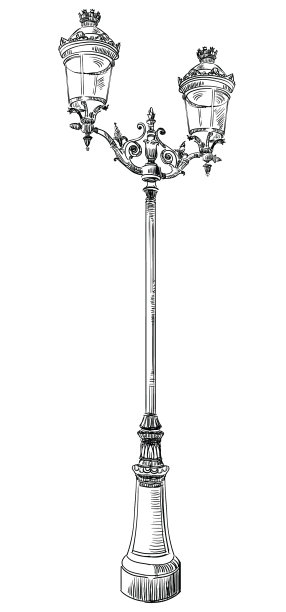 白色背景下路灯的特写镜头图片下载