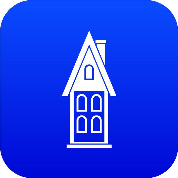 两层楼的房子与阁楼图标数字蓝色图片下载