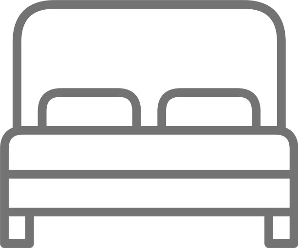 双人床酒店房间线图标图片下载