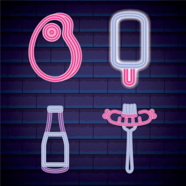 设定快餐饮料霓虹灯标签图片下载